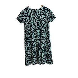 J. Jill Wearever Women XS/P Short Sleeve Navy Fruit Print Dress Summer Casual